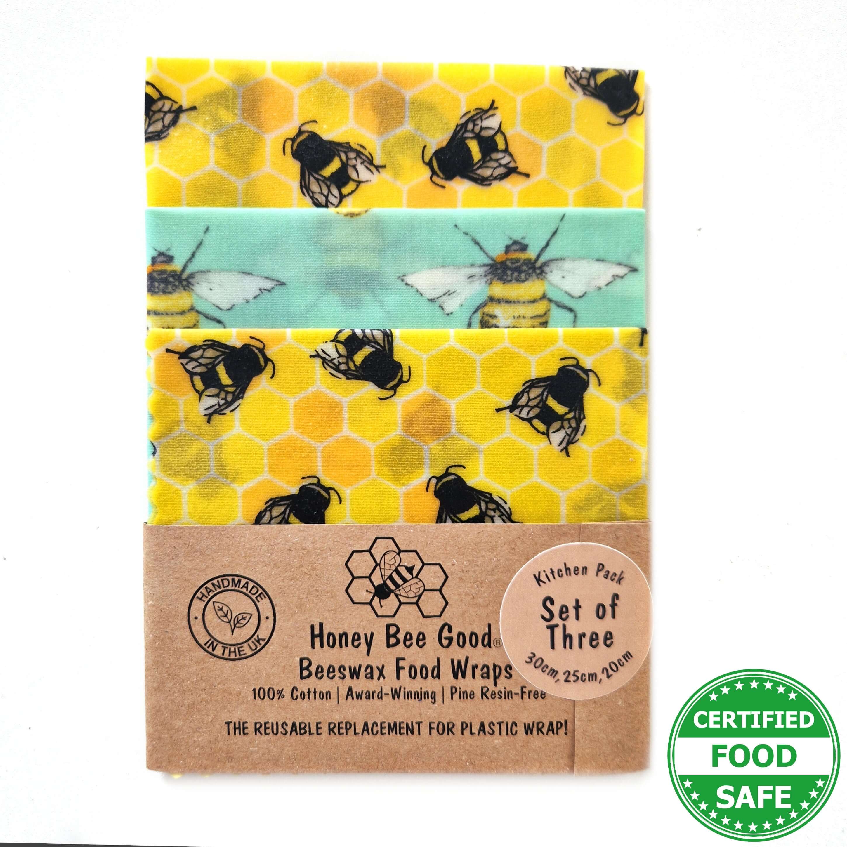 *Set of 3 Handmade Beeswax Wraps | Bee Happy