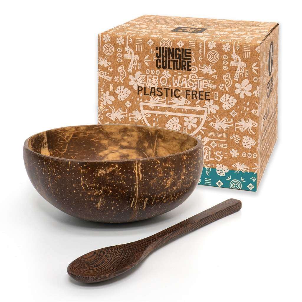 Patterned Coconut Bowl & Spoon Single Set