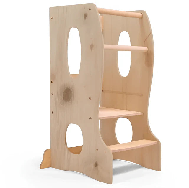 Stable Montessori Tower: Wooden Growing Chair - Beige